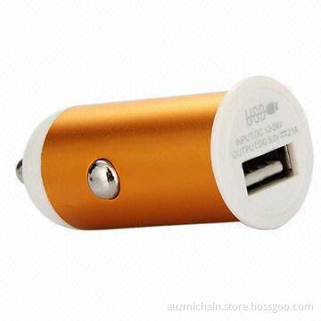 Single USB Bullet Car Charger, 5V/2,100mAh, New Mini, Multi-function Color